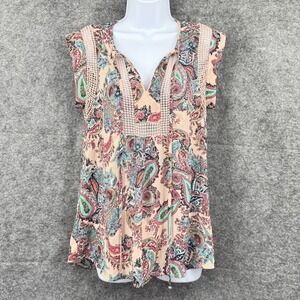 Daniel Rainn Womens Paisley Sleeveless Blouse Size S Boho
